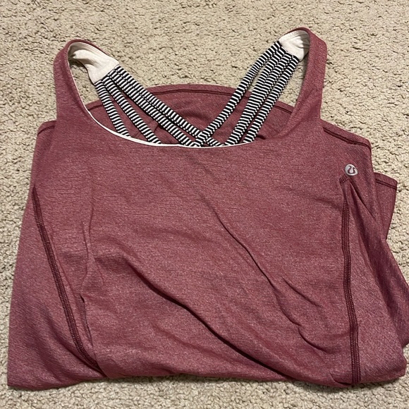 Lululemon wild tank wine berry mini pop stripe black mink berry Sz 6 - Picture 6 of 6